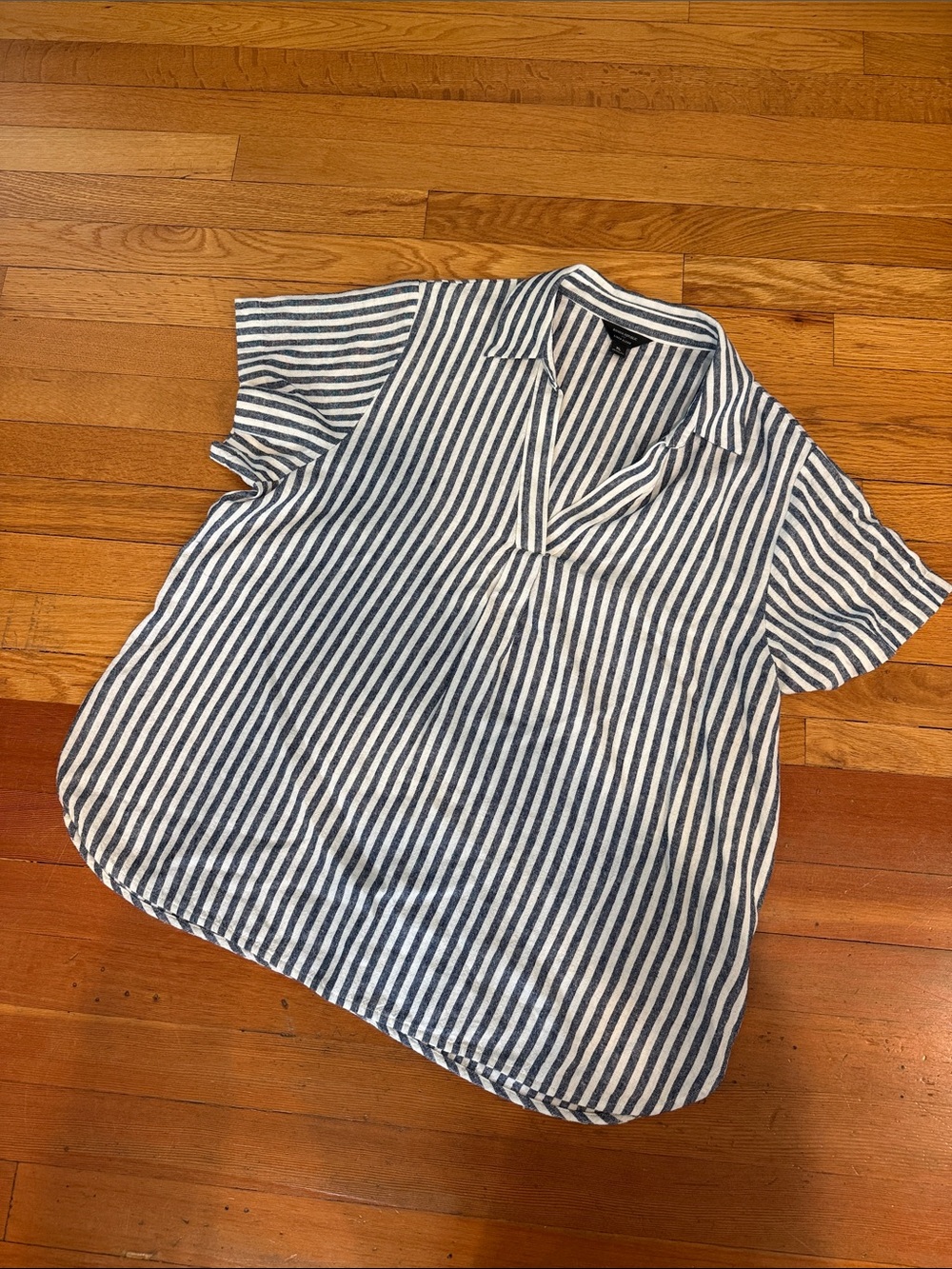 Banana Republic Blue and White Striped Linen Blend Button Shirt
